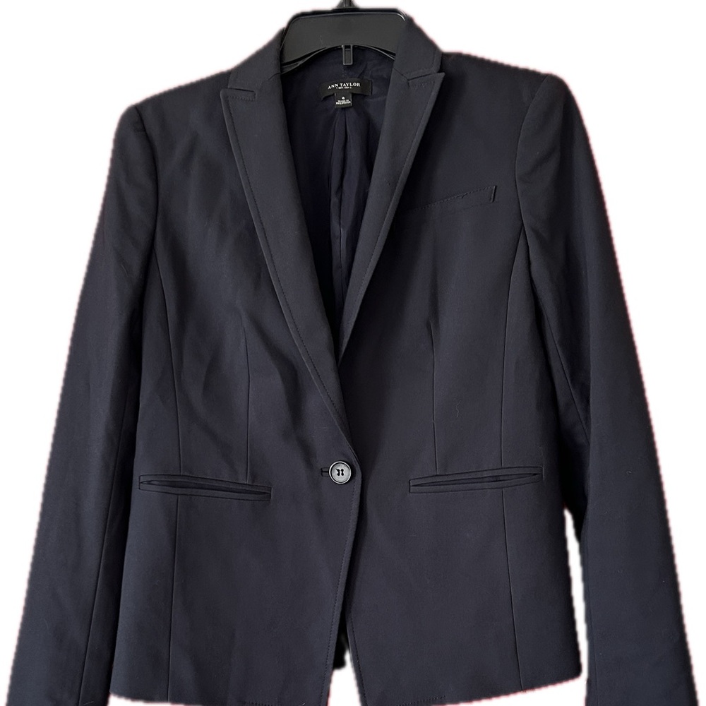 Ann Taylor Navy Single-Button Blazer Jacket